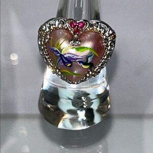 Michael Vallatutti Sterling Silver Palladium Hand Painted MOP Designer Ring Boho